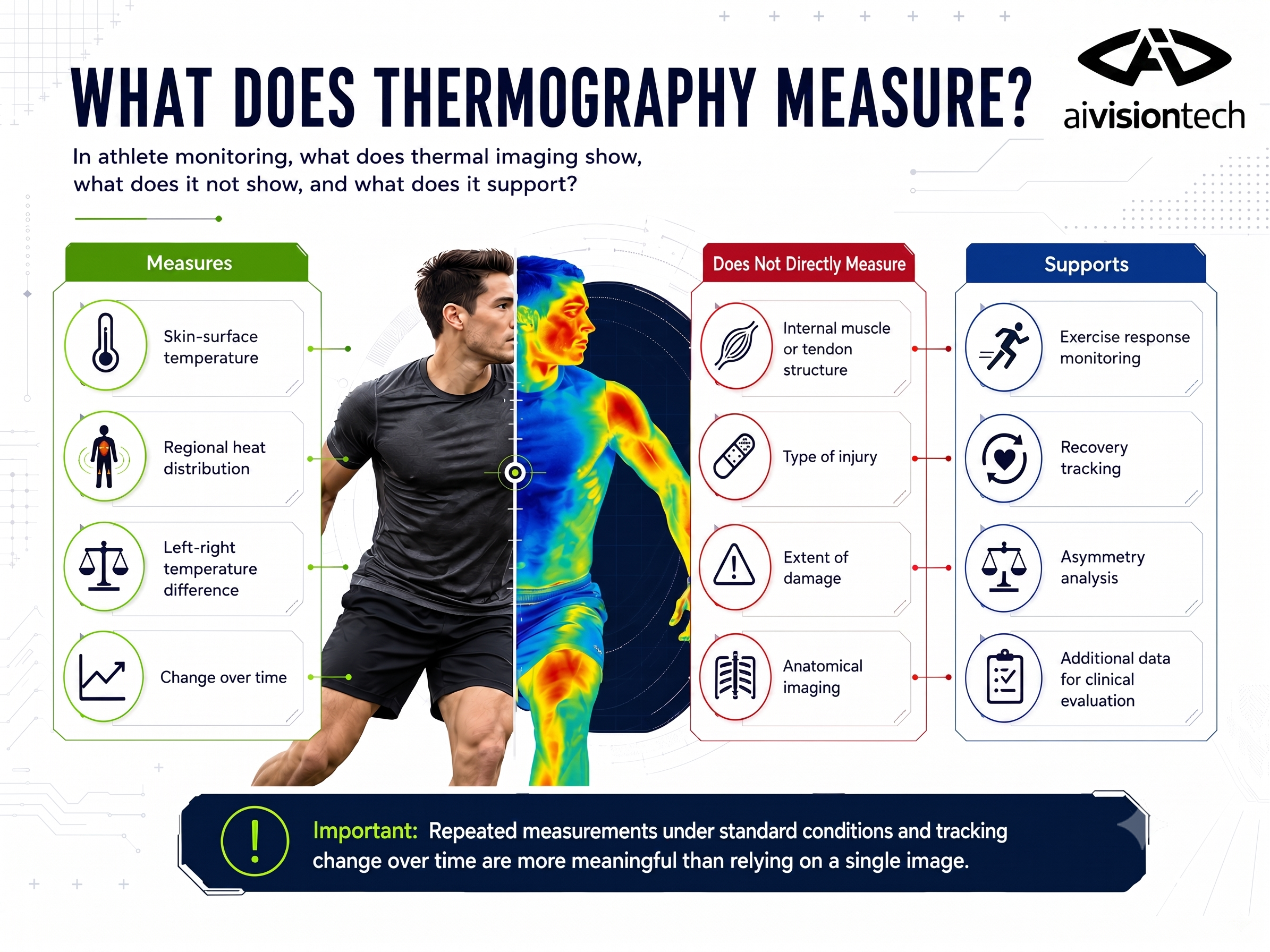 What thermography measures, does not measure, and the processes it supports