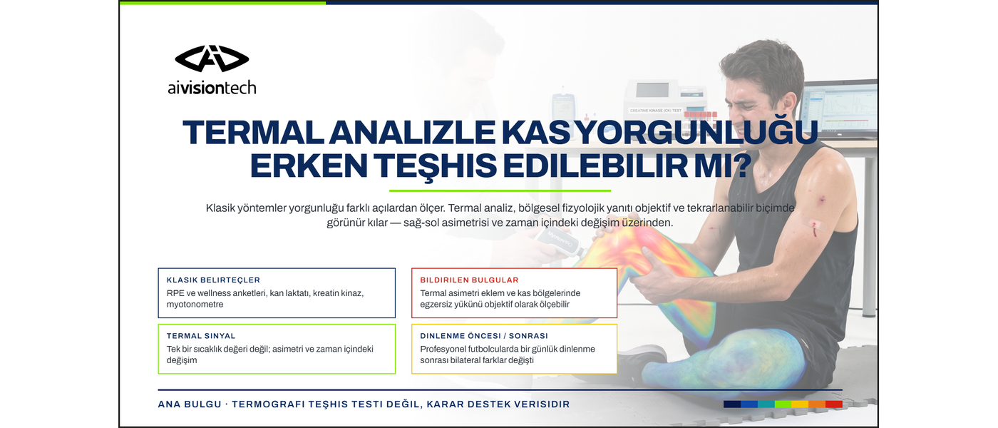 Kas yorgunluğu takibinde termal analiz ve klasik belirteçleri karşılaştıran sporcu görseli